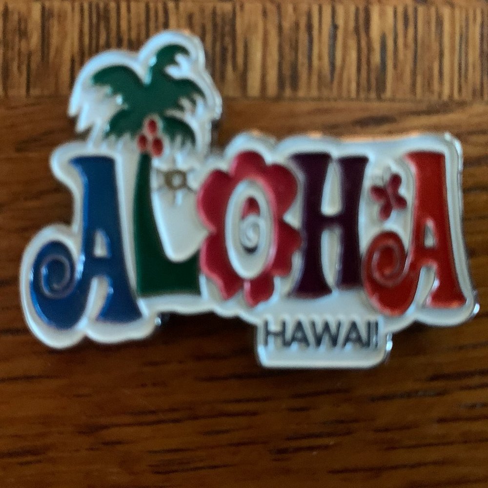 Colorful metal Aloha Hawaii refrigerator magnet